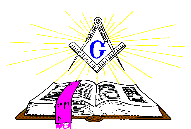 Lighted Square & Compass over Bible